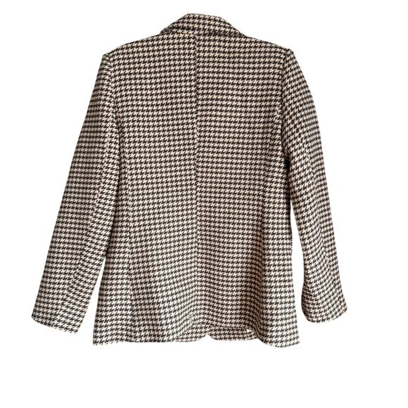 Commense Brown Cream Oversized Houndstooth Blazer Size M Preppy Academia Classic - Picture 7 of 16